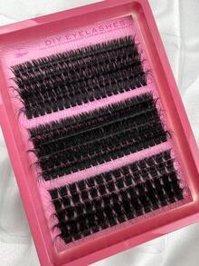 265片D卷蓬松单根假睫毛，80D+100D+120D浓密型，簇状长度10-18mm，混合浓密度，柔软轻盈，3D仿貂毛簇状假睫毛，化妆工具，假睫毛