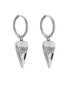 1 Pair Luxury Charm Spike Heart Devil's Eye Earrings, Unique Creative Versatile Gift For Women - Golden Yellow & Silver - View 4