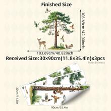 BRUP 1/2/3 Blatt/Set (Große Größe) Wald Tier Wandaufkleber mit Kiefer Baum und süßen Tieren, abnehmbare Tier Aufkleber zum Aufkleben für Badezimmer, Wohnzimmer, Kinderzimmer, Babyzimmer Dekoration, verspieltes Waldthema Kunst - Verschiedenfarbig - Übersicht 14