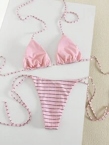 Bộ bikini hai mảnh in họa tiết ngẫu nhiên dành cho nữ năm 2026, trang phục mùa hè, thanh lịch, ngày lễ tình nhân, đi biển, kỳ nghỉ, thường ngày, độc đáo, bộ đồ mùa hè, bộ đồ nghỉ hè, mùa xuân, bộ đồ ngày lễ tình nhân dành cho nữ, lễ hội. - Nhiều màu - Xem 4