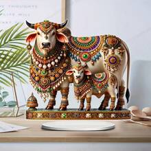 Captor de vise acrilic 2D, plat, în stil boem, cu vacă sacră, cu bază - design viu și realist, excelent pentru decorul casei și biroului, cadou perfect de sărbători - Multicolor - Vizualizare 2