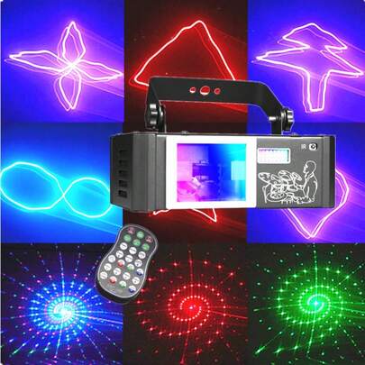 3D派对灯、全彩迪斯科DJ激光灯、五合一频闪灯、声控和DMX控制，适用于家庭聚会、酒吧、卡拉OK俱乐部、音乐舞会、现场表演、万圣节、圣诞节和生日灯光秀