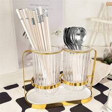 1set Metal Tableware Organizer, Knife Fork Spoon Table Set, Party Kitchen Dining Table Utensil Storage - Clear - View 3