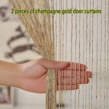 1件串珠帘，圣诞装饰门帘，透明帘，家居婚礼节日装饰门帘，派对背景装饰，金色闪亮半透明帘，适用于卧室、客厅，39英寸*79英寸 - 香檳色 - 查看 10