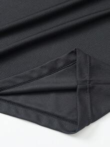 Men's Minimalist Long Sleeve Sweatshirt, With Adjustable Drawstring And Graphic Print Details, Men's Elastic Comfortable Casual Training Top, Men's Sports Fitness Shirt, Men's Breathable Casual Long Sleeve Hoodie, Suitable For Outdoor Sports, Ball Sports, Training, Jogging And Other Scenarios - Black - View 8