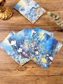 Paquete de 5 pegatinas con fondo floral de conchas vintage, pegatinas decorativas hechas a mano para manualidades, álbumes y scrapbooking - Multicolor - Ver 9