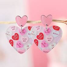 A Pair Bling Bling Acrylic Earrings, Valentine's Day Heart Sequin Design For Gift Exchange Women Dangle Earrings Holiday Party Bridal Shower All Seasons Fashion Romantic Accessories - 3952 - 查看 8