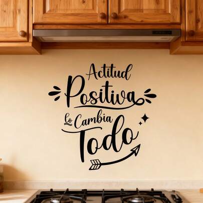 Positive Attitude Changes Everything' Minimalist Black And White Decorative Wall Art Sticker, Suitable For Living Room, Study