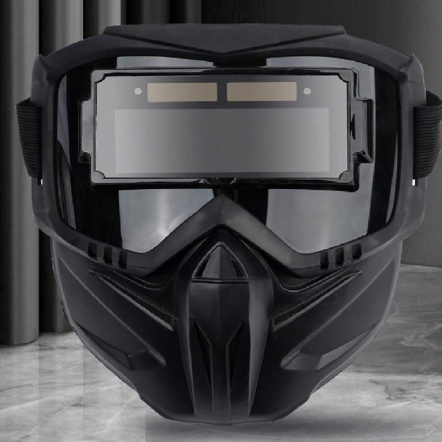 Máscara de soldadura estilo Harley con velocidad variable automática, protectora desmontable ajustable contra la luz intensa para soldadores - Negro - Ver 1