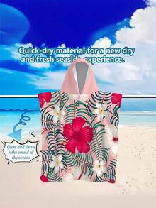 1pc Bohemian Style Tropical Floral Polyester Hooded Poncho, Plus Size Beach Towel - Vibrant Floral Design, Beach Wrap, Soft Polyester Robe, Suitable For Swimming, Travel And Beach Vacation, Unisex Bathrobe Surfing Accessories - Multicolor - View 28