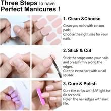 1张半固化凝胶美甲贴，16片手指凝胶贴，1片冬/春透明全贴凝胶指甲油贴纸，持久耐用，快速塑形，女士/女孩全贴指甲贴，需配合UV/LED灯使用，DIY美甲贴纸 - 無色 - 查看 8