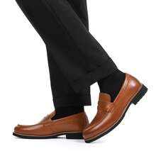 Men's Penny Loafers Dress Shoes Slip-On Business Formal Leather Comfort Commute Party Versatile - Brown - View 11