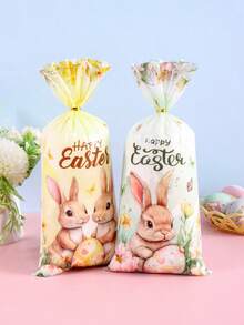 25/50/100 chiếc Túi Quà Tặng Hình Thỏ Phục Sinh - Túi Kẹo Bằng Nhựa Cellophane Họa Tiết Thỏ và Hoa Vui Nhộn, Trang Trí Ngày Lễ Mộc Mộng, Trang Trí Nhà Cửa Phục Sinh 2026, Vật Tư Đóng Gói Quà Tặng Mùa Xuân Hè, Vật Tư Cho Doanh Nghiệp Nhỏ - Nhiều màu - Xem 10