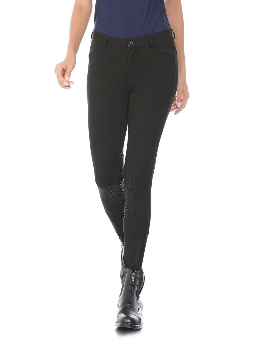 半硅胶马术裤，柔软透气，男女通用。 - 黑色 - 查看 1