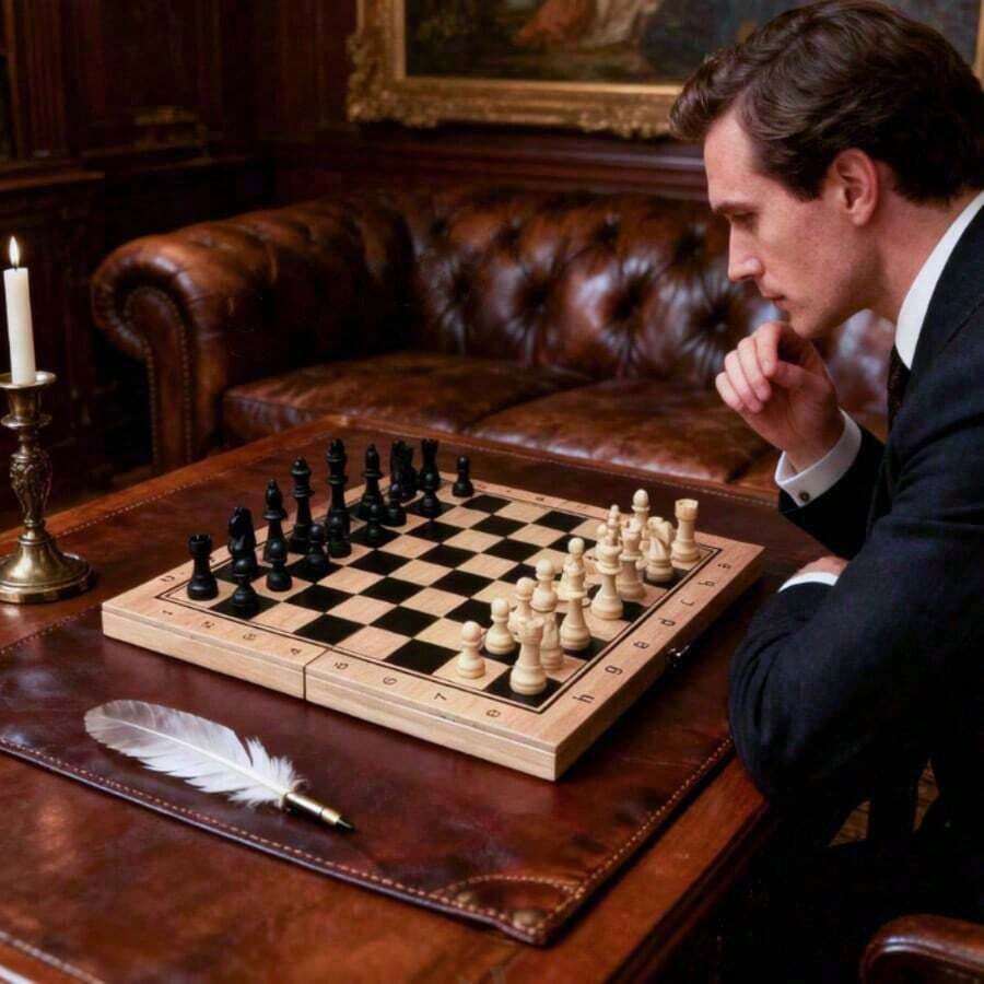 1 pièce Plateau d'échecs en bois réversible, 32 pièces d'échecs incluses - Convient aux âges 14+, jeu de plateau familial, échecs, plateau d'échecs en bois, plateau de Scrabble, cadeau de la Saint-Valentin - Multicolore - Voir 1