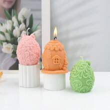 Moule en silicone pour bougie en forme d'œuf de lapin de Pâques, motif de feuillage de tulipe, style lapin. Moule en résine pour faire des maisons de lapin, des arcs, des œufs, des plâtres. Outil de fabrication de fleurs 3D, terrier de lapin, forme d'animal pour savon fait main, bougie, décoration de maison pour les fêtes - Blanc - Voir 9