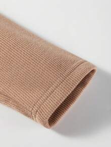 Acelitt 冬季女士深卡其色豹纹抽绳套头连帽衫和高腰灯芯绒裤套装 - 棕色 - 查看 8