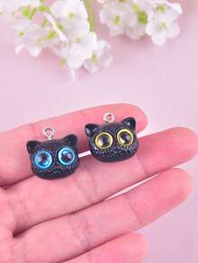 12 件各式可爱甜甜圈、猫和动物形状树脂珠宝吊坠、耳环、项链配饰，适合女士 DIY 珠宝制作 - 彩色 - 查看 4