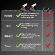 Parallettes Push Up Handles - Heavy Duty Steel Frame With Ergonomic Beech Wood Grips Calisthenics Equipment For Strength Training Anti-Slip Push Up Bars For Home Gym 250kg Capacity - Wood - View 5
