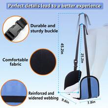 Adjustable Portable Travel Foot Rest Hammock, Thick Foam, PVC Board, Breathable Soft Lining - Black - View 2