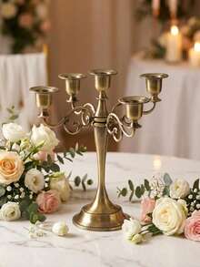 1件/3件/6件/套欧式简约古铜防风烛台（不含蜡烛）多种款式可选，圆底锥形烛台，简洁方便防烫手烛台，小号圆形烛台，柱状蜡烛烛台 - 銅色 - 查看 8