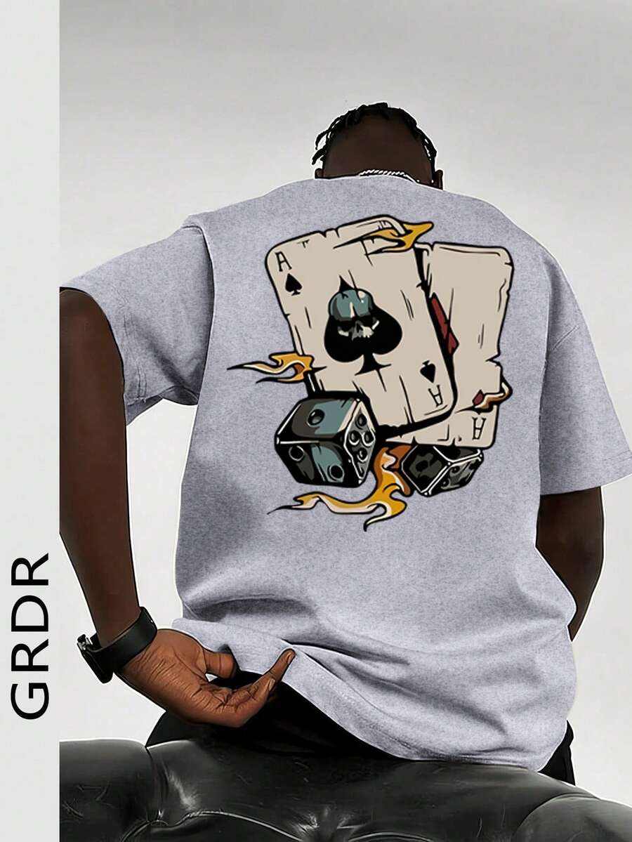 Camiseta de manga corta holgada con estampado de moda para hombres GRDR | Diseño exquisito | Esencial de verano | Fácil de combinar | Muestra tu estilo