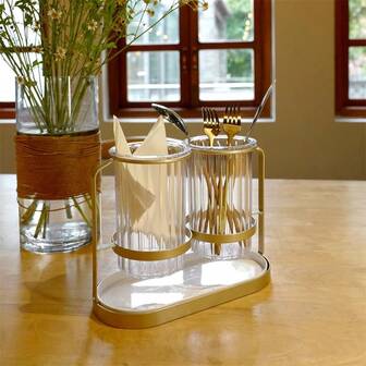 一套金属餐具收纳架，刀叉勺餐具套装，派对厨房餐具收纳