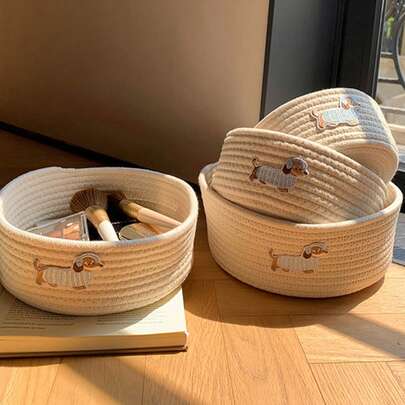 3pcs Handwoven Rattan Rectangular Storage Baskets, Reusable Wicker Trays - For Desserts, Snacks, Breads - Kitchen, Living Room, Bedroom Decor, Suitable For Back To School Season
