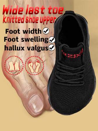 WAZIXIE 1 Pair Wide Fit Sports Shoes For Men & Women, Extra Wide Toe Box, High Instep, Suitable For Wide Feet, Running Sneakers