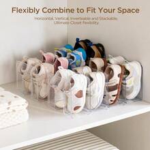 Clear Acrylic Shoe Rack For Closet Organizers And Storage Small Shoe Rack 4 Sections Toddler Baby Shoe Storage Organizer Stackable Desk File Sorter Book Purse Organizer 4 Pack (Large Pack 4) - As Pic - View 3