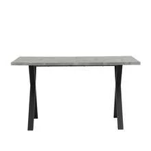 Rectangular Dining Table With Crossed Legs, Which Can Also Be Used As A Coffee Table. Modern And Minimalist Style, Made Of Wrought Iron With A Concrete And Black Finish. Dimensions: L 140 X W 80 X H 76 Cm. - Grey - View 2