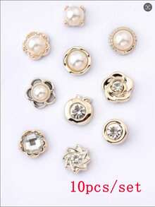 10pcs/Set Non-Slip Buttons, No Sewing Required, Adjustable Waist Belts, Pearl Brooch, Suitable For Clothing, Dresses