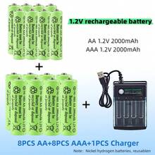 Batería recargable original NI-MH de 1.2V AA AAA + Cargador para computadora, reloj, radio, videojuegos, cámara digital, ratones, computadoras, juguetes, etc. - AA+AAA - Ver 9