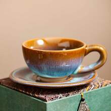 独一无二的手工陶瓷马克杯，釉面开片，质感艺术，适合居家及办公使用，中式健康瓷质咖啡/茶杯，星空图案，用途广泛，可盛装拿铁/卡布奇诺，外观精美。 - 彩色 - 查看 8