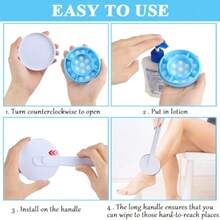 YQQ PALAY Aplicador y Masajeador de Loción para la Espalda Mango Largo con Bola Giratoria Portátil Ideal para Cremas Protectores Solares y Masajes en Espalda Piernas y Pies0027 - Blanco - Ver 4