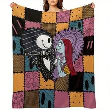 Disney  280GSM Flannel Throw Blanket - Jack Skellington & Sally Design, Ultra-Soft Durable All-Season Decorative Bedding, Multi-Functional Easy-Care For Home Decor, Cozy Comfort, Whimsical Design, Vibrant Print - 風格 - 查看 7