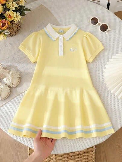 Vestido polo para niñas, vestido casual para niñas jóvenes