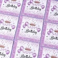 20/40/60pcs, Purple Glitter Happy Birthday Party Napkins, 6.5*6.5 Inches, Double Layer White And Purple Glitter Design With Crown And Balloons For 50th, 70th, 80th Birthday Celebrations, Purple Birthday Theme Disposable Tissue,Drink Dessert Cocktail Napkins Birthday Party Supplies - Purple - View 4