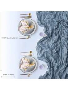 1 chiếc khăn trải bàn voan nhăn kiểu Bali màu vàng, kích thước 35.43*70.87/118.11/157.48 inch, khăn trải bàn voan phong cách Bohemian, trang trí đám cưới, phù hợp cho tiệc cô dâu, cổng hoa, tiệc buffet, bàn tráng miệng, trang trí ngày lễ. - màu đặc - Xem 3