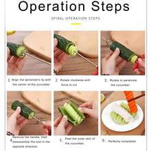 1pc Stainless Steel Spiral Slicer, Creative Cucumber Rotary Knife, Vegetable Curly Cutter, Simple And Easy To Use Spiral Slicer, Stainless Steel Material, Sharp Spiral Blade Design, Suitable For Cucumber, Potato, Carrot And Other Fruits And Vegetables, A Great Tool For Making Creative Dishes - Multicolor - View 6