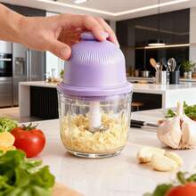 Electric Garlic Chopper, Meat Grinder, Vegetable Chopper, Portable Cordless Food Processor, USB Rechargeable Meat Grinder/Grinder, Mini Vegetable Blender, Quick Blender For Onions, Garlic, Vegetables, Fruits, Nuts And Herbs - Essential Kitchen Accessory. - Màu tím hoa cà - Xem 1