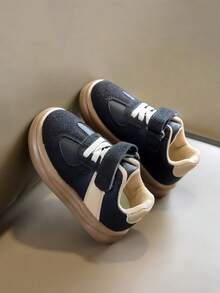 儿童运动鞋，新款春秋季儿童滑板鞋，幼儿厚底休闲鞋，女童绒面厚底运动鞋，防滑婴儿学步鞋 - 黑色 - 查看 1