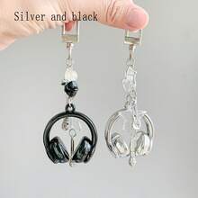 2pcs/Set Y2K Style, Music-Themed, Metallic Finish, Headphone Design, Multi-Functional Phone Strap, Keychain, Backpack Charm, Phone Pendant, Suitable For Daily Matching, Can Be Given As Holiday Gifts To Family, Friends, Lovers, Classmates Or As Friendship Gifts. - Multicolor - View 1