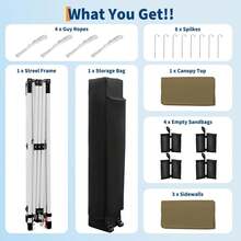 Tienda de campaña plegable de 3 x 3 m con una pared lateral, carpa de playa con instalación rápida, parasol para fiestas y camping, protección UPF 50+, impermeable para todo tipo de clima, con bolsas de peso y bolsa de transporte con ruedas. - Caqui - Ver 8