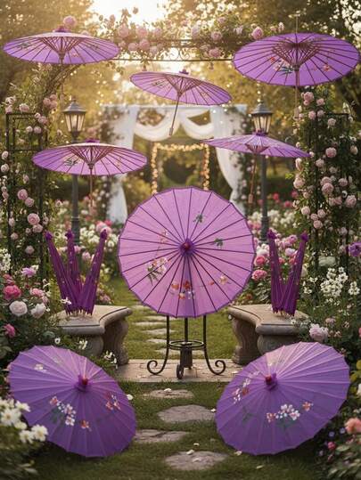 Paquete de 10 sombrillas de bambú para decoración de bodas, ideales para decoraciones y accesorios de festivales y bodas. Sombrillas de novia tradicionales hechas a mano, elegantes accesorios para fotos y fiestas.