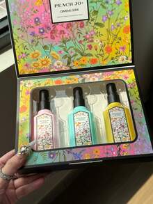 PEACH JO+ 3pcs Dream Series Floral Fragrance Mist Set, Limited Edition Aromatherapy Air Freshener For Indoor/Outdoor, Multi-Layer Uplifting Mist With Long-Lasting Natural Fresh And Alluring Essence, Releasing Elegant Jasmine, Gardenia And Lavender Scent, Ideal Gift For Dates, Parties, Gatherings, Travel, Holidays, Home, Hotel, Office - Three-piece Gift Set - View 1