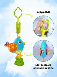 1pc Colorful Rattle Toy For Baby Boys & Girls, Cute Plush Rattle Soother Toy With Rattle And BB Sound, Suitable As Newborn Baby Gift - Multicolor - View 4