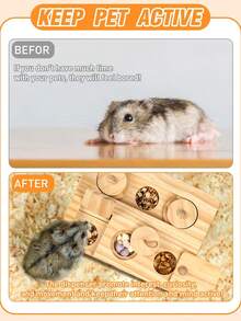 6-In-1 Wooden Interactive Puzzle Feeder Toy For Guinea Pigs, Hamsters, Rabbits, Mice And Gerbils - 1pcs - View 10