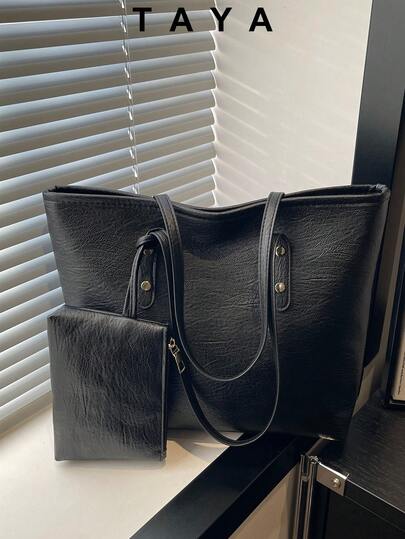 New Two Pieces Arrival: Fashionable Retro Large-Capacity Printed Tote Bag With Dual Handles, Perfect For Commuting To Work Or Campus Use. This Spacious And Lightweight Tote Bag Combines Classic Casual And Business-Casual Styles. It Is Ideal For Young Women, College Students, And Professionals, Seamlessly Adapting To Work Environments, Back-To-School Season, Middle/High School/University Life, And Holiday Travel. A Stylish Zipper Tote Bag.