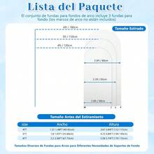 CZ 3 Piezas de Fondo Cubierta de de Alta Elasticidad Espesar Fibra de Poliuretano Seda de Leche a Prueba de Decoloración para Fiestas de Boda 4FT 5FT 6FT 8764 - Blanco - Ver 7
